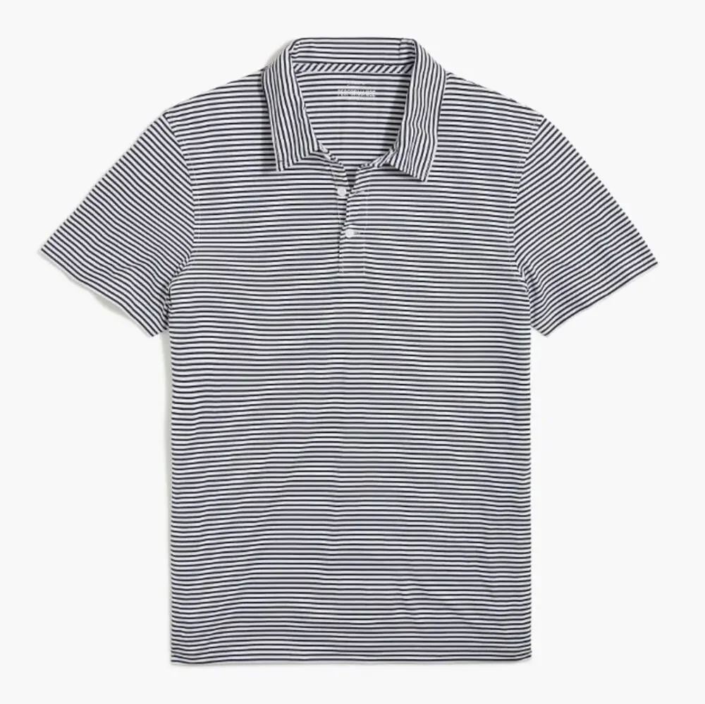 J. Crew Performance Men's Striped Navy Short Sleeve Polo Shirt